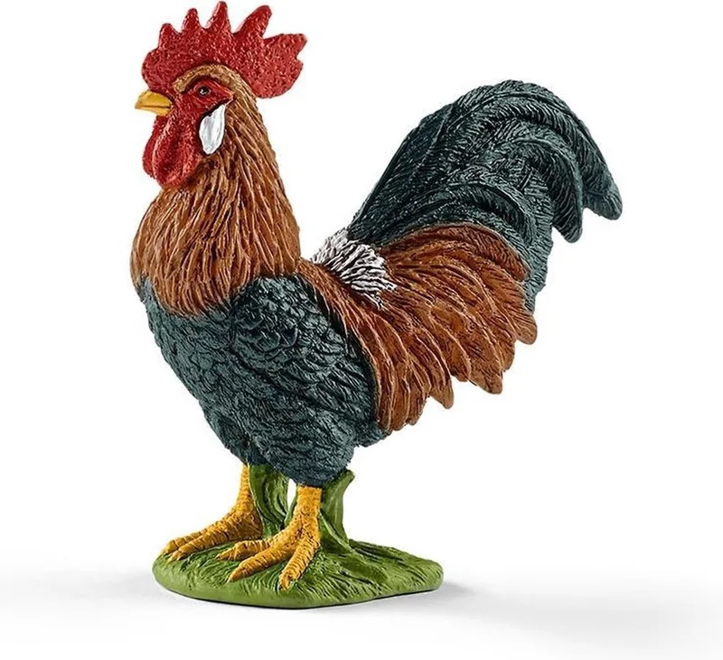 haan - Boerderijdieren - 6 cm van Schleich in Rood bruin groen – productfoto