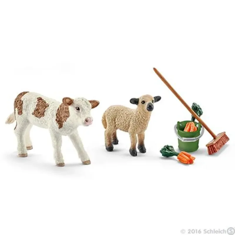 schleich® 41422 Stallpflege mit Kalb und Schäfchen fra Schleich – produktbillede