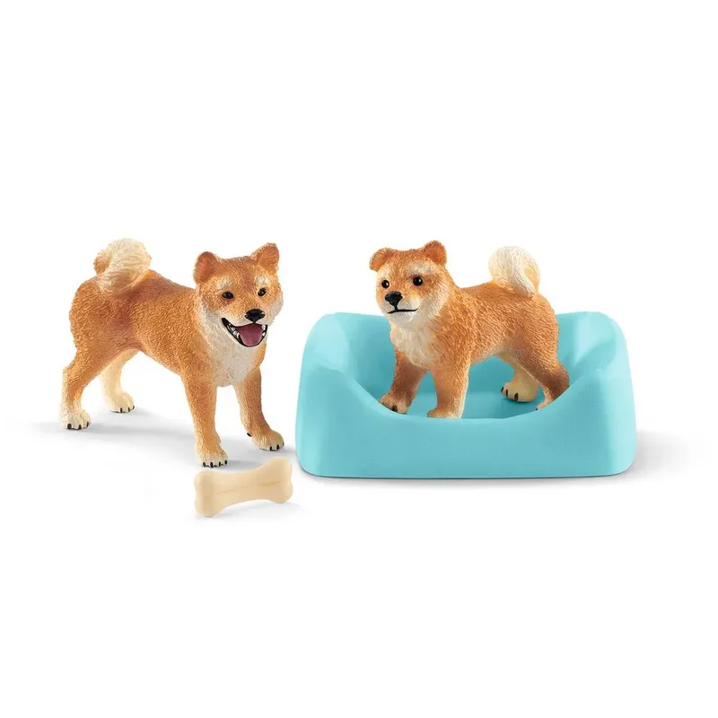 schleich® 42479 FARM WORLD Shiba Inu Mutter und Welpe från Schleich – produktbild